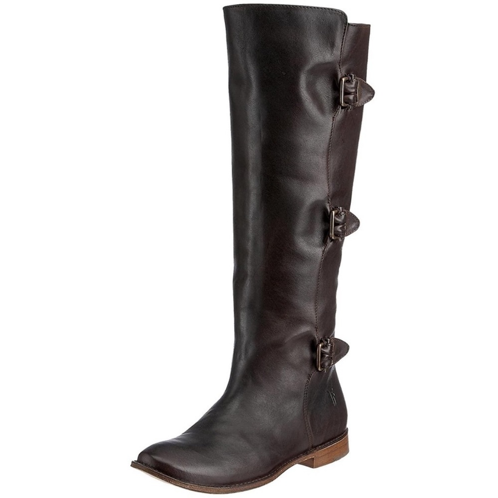 Frye Paige Buckle Tall Brown Riding Boot 5.5